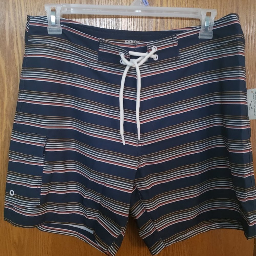 Goodthreads Men's Swim 7" Boardshort Swimsuit Surf Stripped SZ 36 NEW!